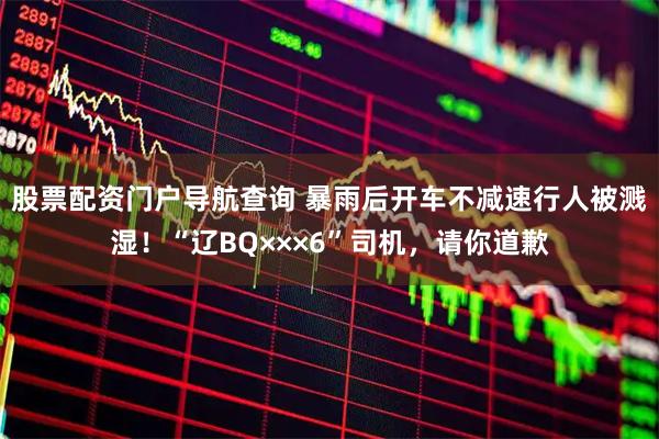股票配资门户导航查询 暴雨后开车不减速行人被溅湿！“辽BQ×××6”司机，请你道歉